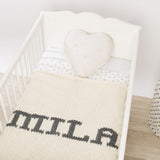 Cream blanket & dark gray name