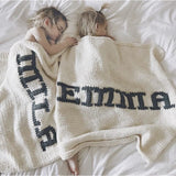 Cream blanket & dark gray name