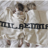 Cream blanket & dark gray name