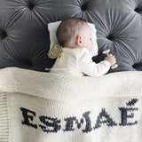 Cream blanket & dark gray name