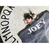 Dark gray blanket & cream name