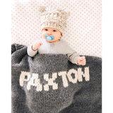 Dark gray blanket & cream name