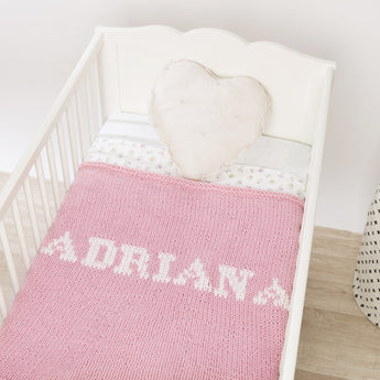 Baby pink blanket & cream name