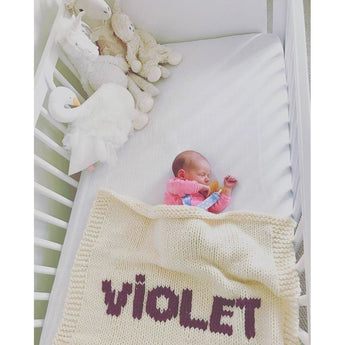 Cream blanket & purple name