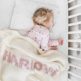 Cream blanket & baby pink name